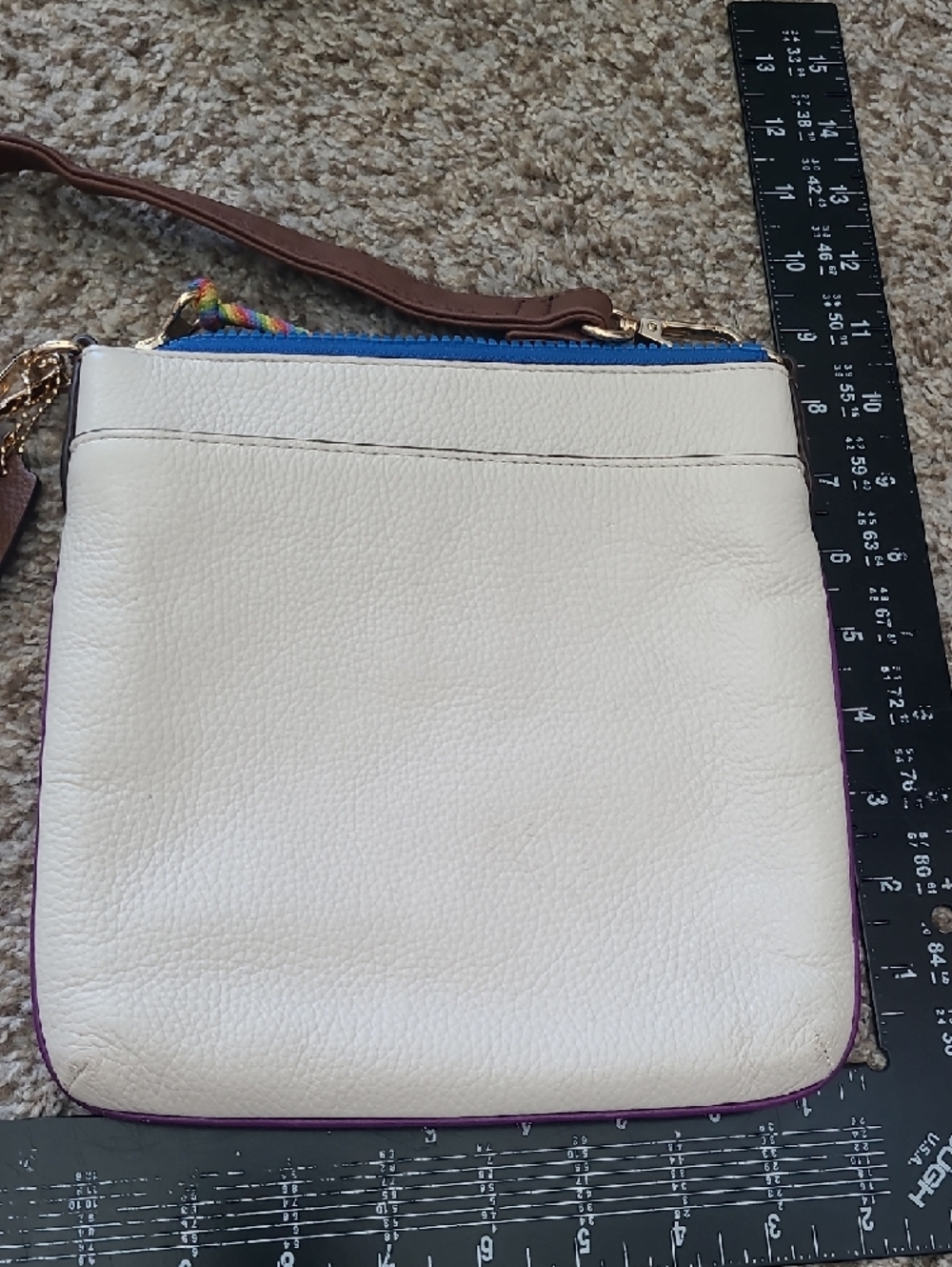 Coach White Leather Crossbody with Rainbow Logo and Brown Strap - Picture 8 of 10
